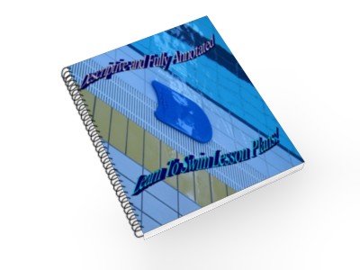 Image of a kick board in a swimming pool:Descriptive and Fully Annotated Learn To Swim Lesson Plans Cover